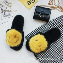 Excellent quality mink furry bedroom fur slippers